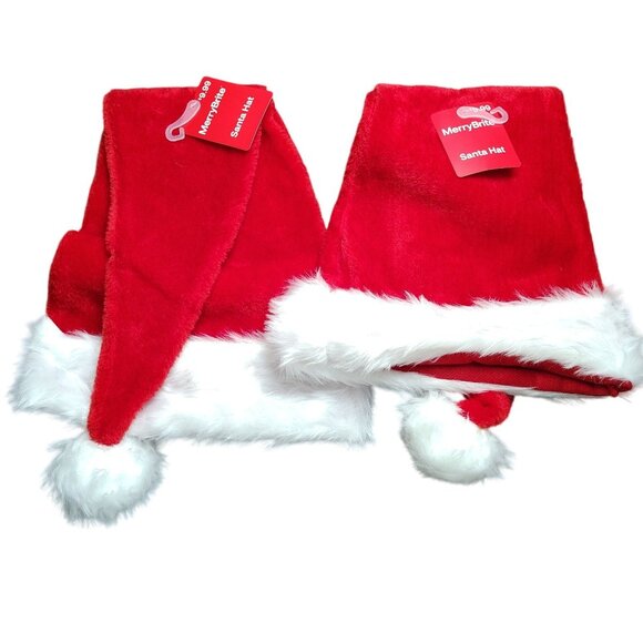Merry Brite Adult 30 inch Red and White Plush Santa Hat with Pom Pom - Picture 4 of 4